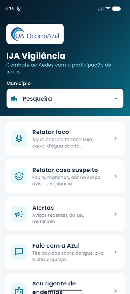Tela inicial no Android
