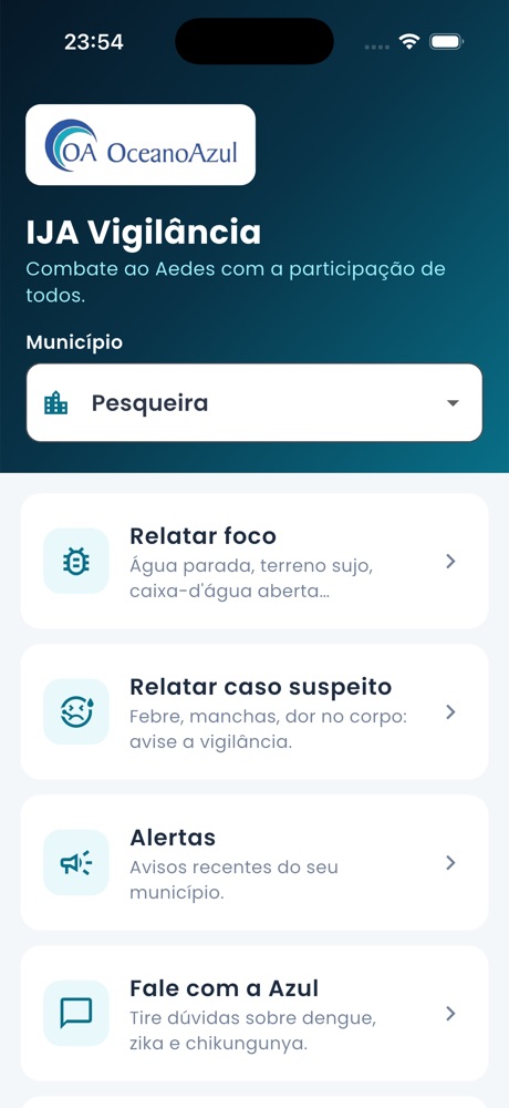 Tela inicial no iPhone